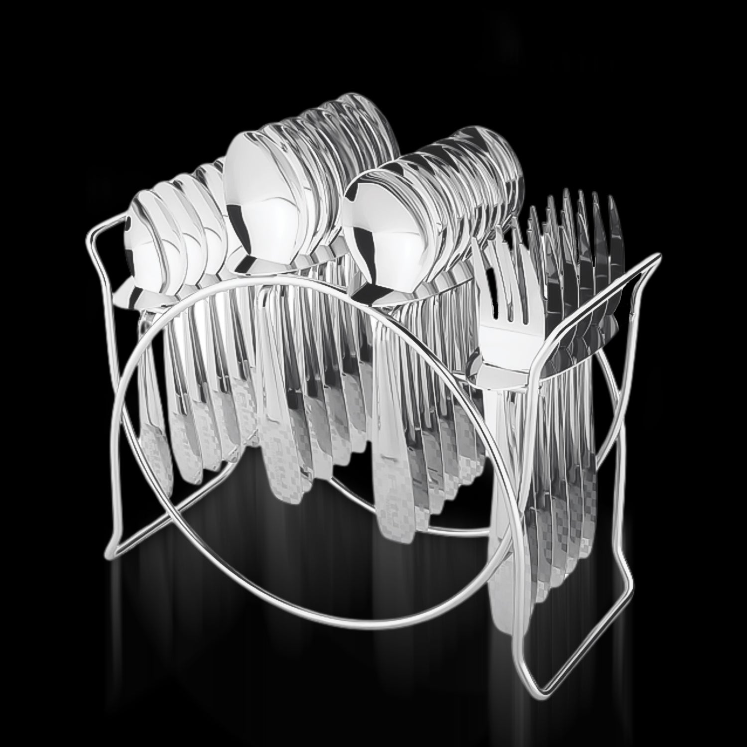 Stainless Steel Cutlery Set with Elegant Storage Stand