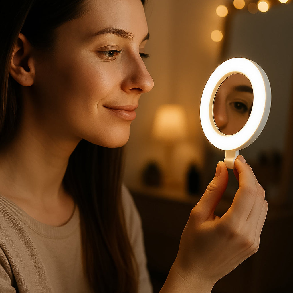 Rechargeable LED Selfie Ring Light for Mobile and Makeup Use (1 Pc)