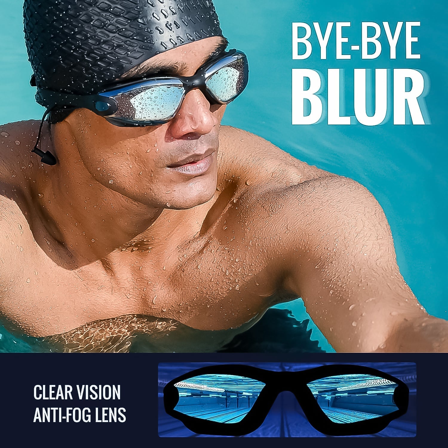 Professional Anti-Fog UV Protection Swimming Goggles with Mirrored Lenses and Earplugs