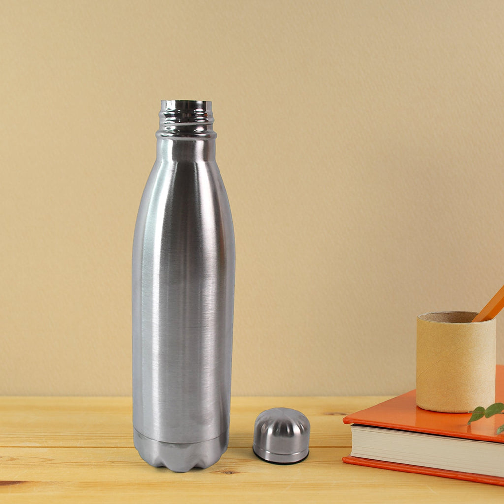 Silver Stainless Steel Water Bottle Approx 500 ML (1 Pc)