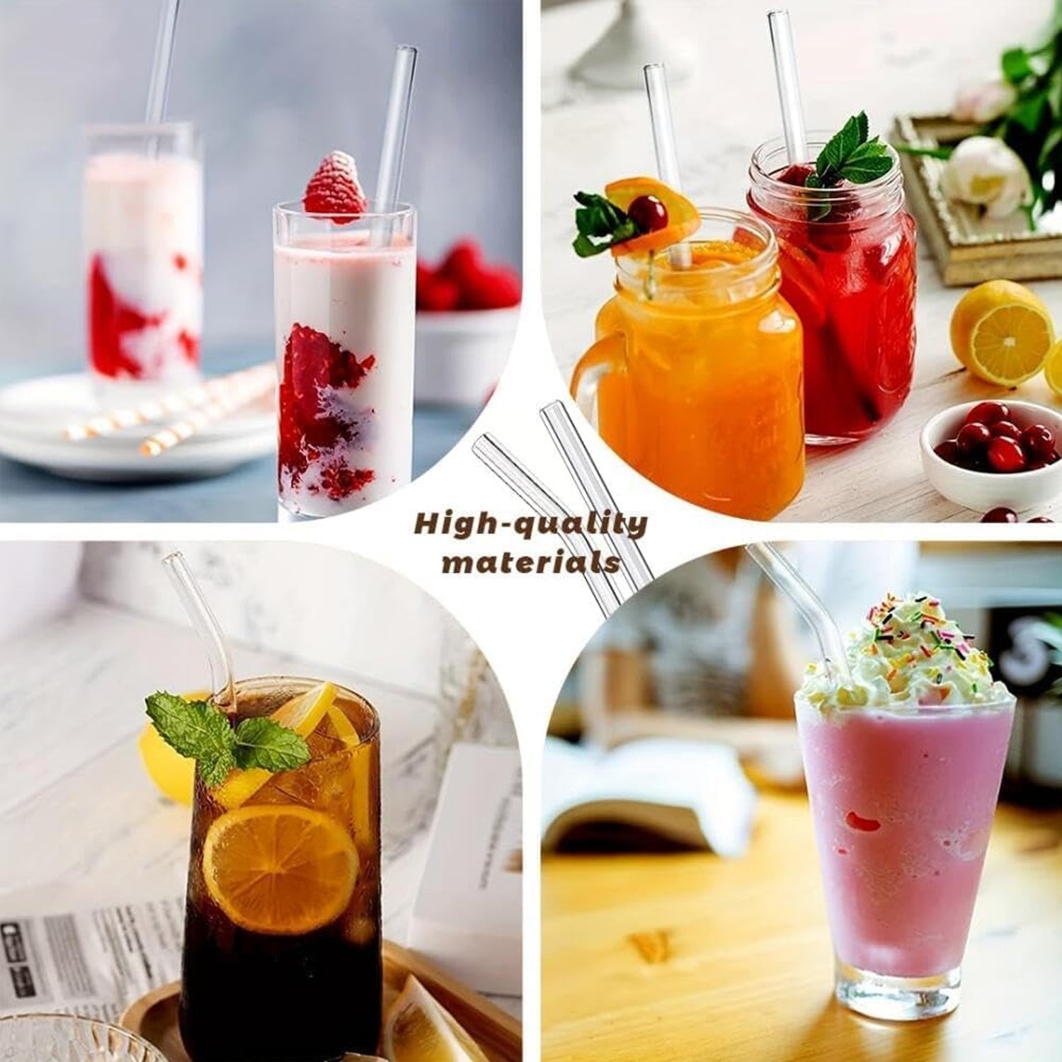 Reusable Glass Straws Clear Glass Drinking Straw 5Pc